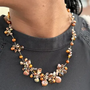 Chocolate Pearls Twisted Necklace