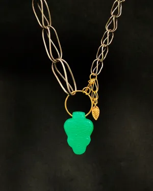 Chrysoprase Snake Charmer Necklace, 18K gold and Silver