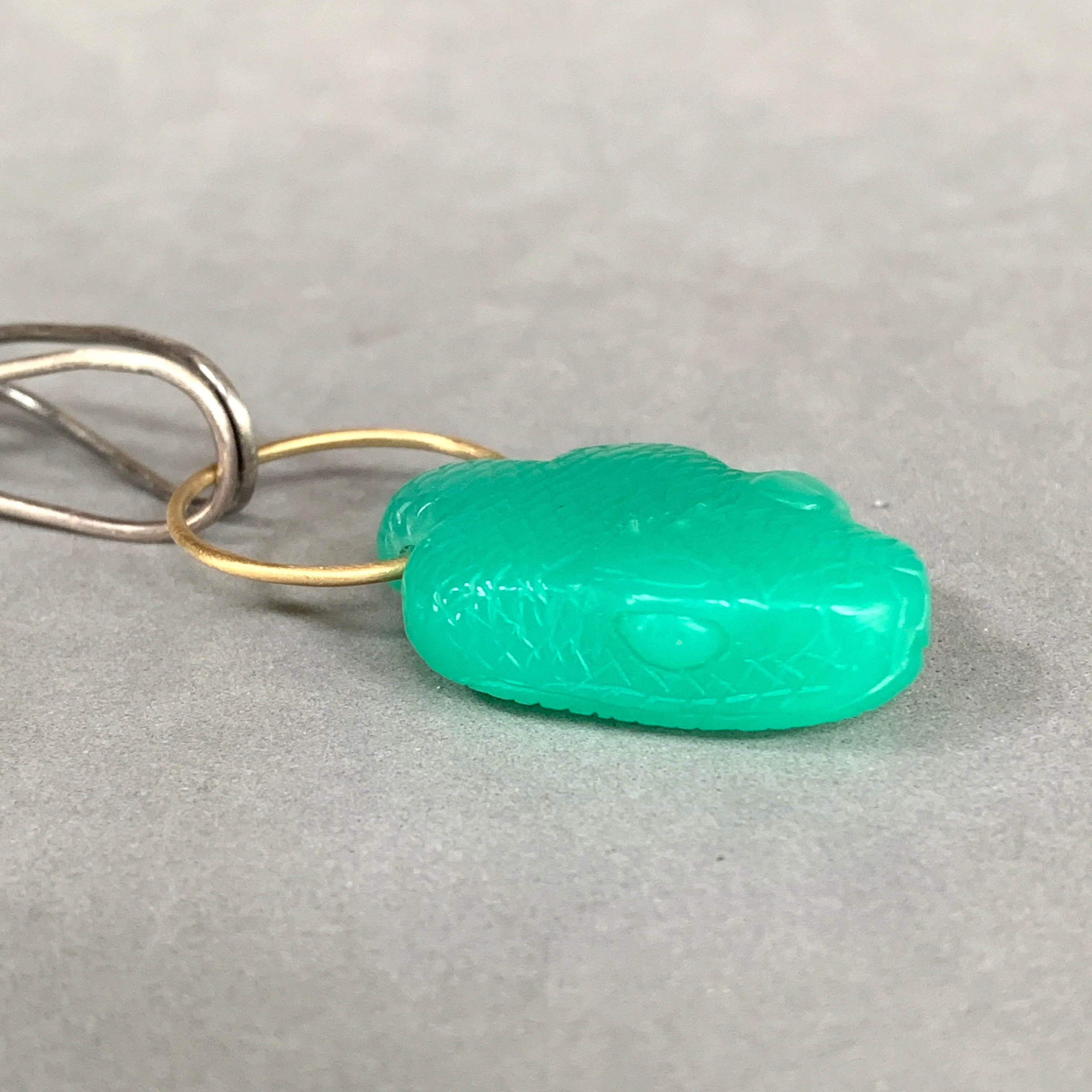 Chrysoprase Snake Charmer Necklace, 18K gold and Silver