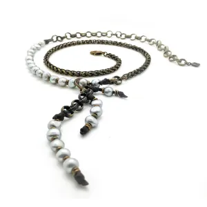 Coco Pearl and Mixed Metal Necklace (Opera or Choker length)