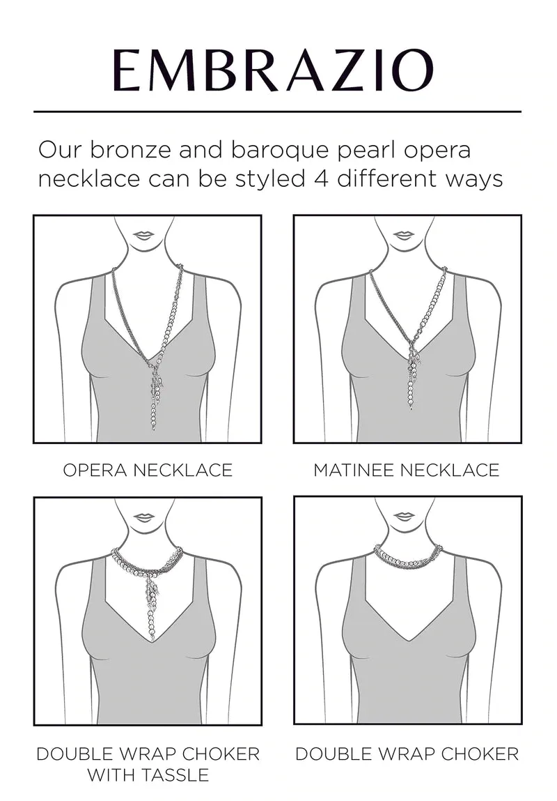 Coco Pearl and Mixed Metal Necklace (Opera or Choker length)