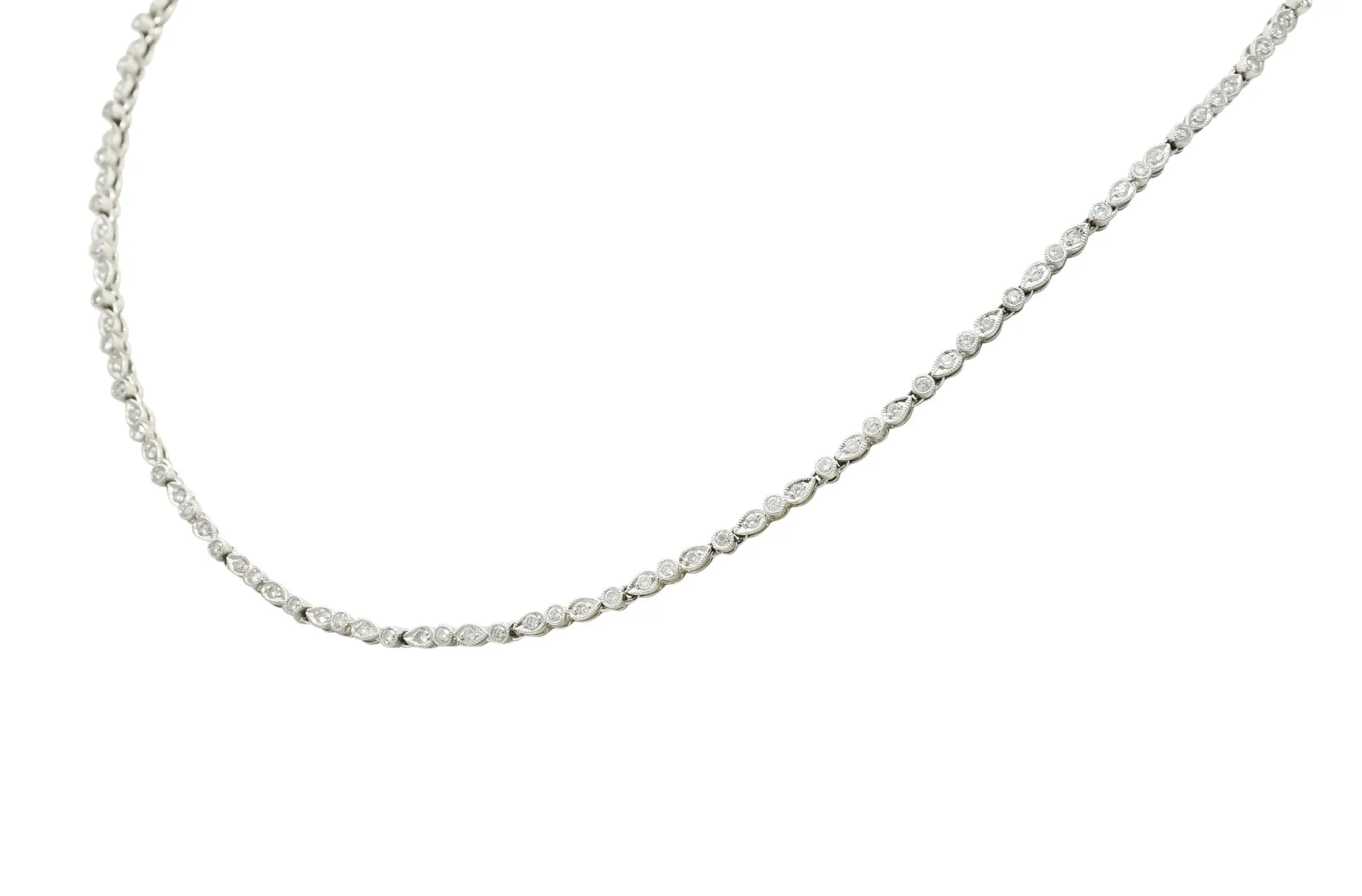 Contemporary 3.05 CTW Diamond Platinum Millegrain Necklace