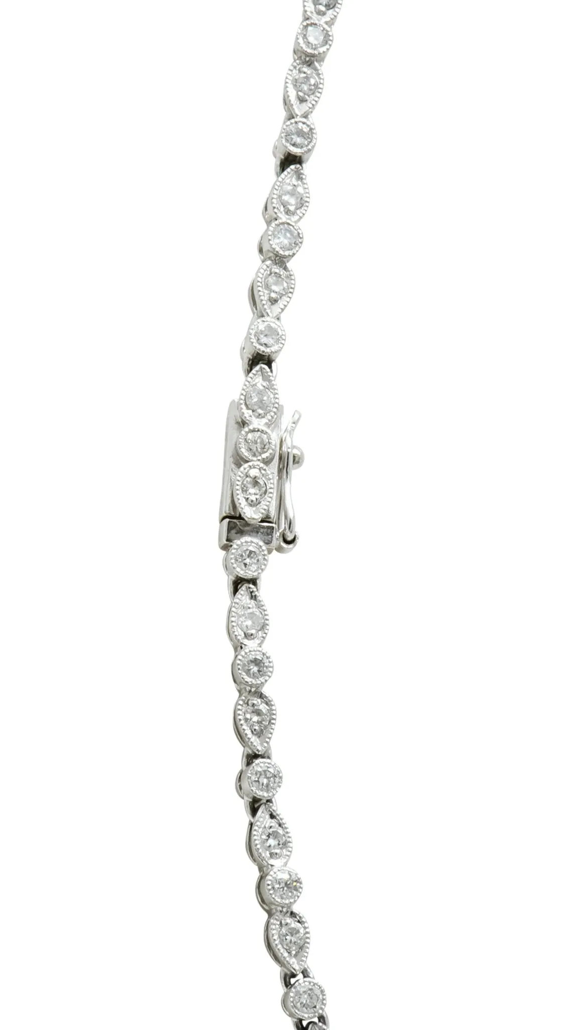 Contemporary 3.05 CTW Diamond Platinum Millegrain Necklace