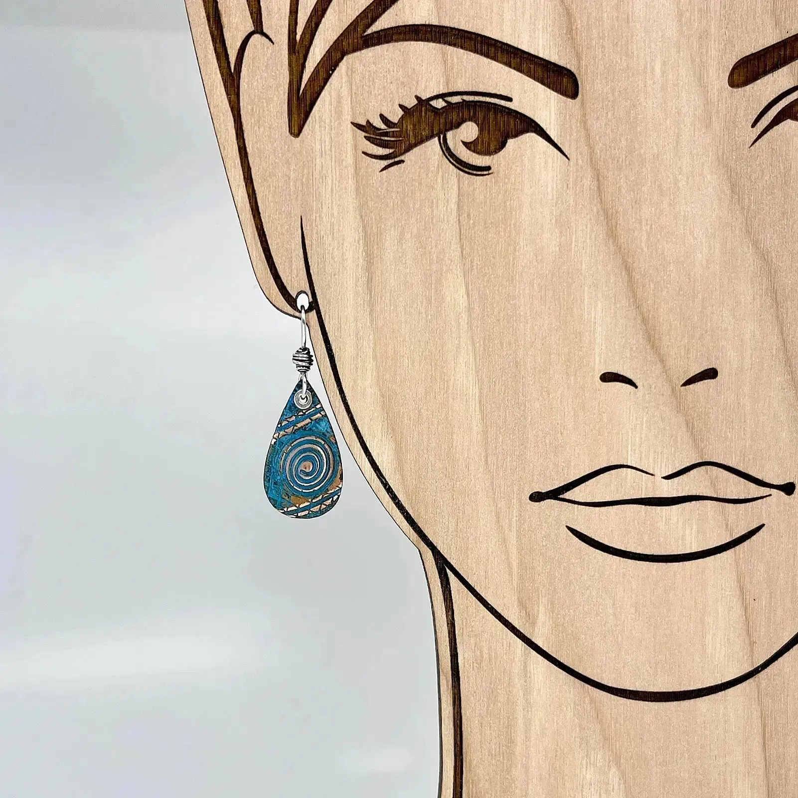 Copper Blue Patina and Sterling Earrings