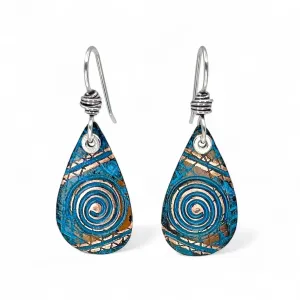 Copper Blue Patina and Sterling Earrings