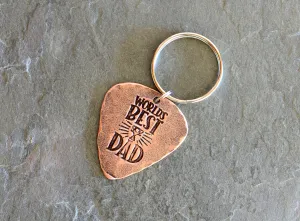Copper guitar pick key chain for the worlds best dad