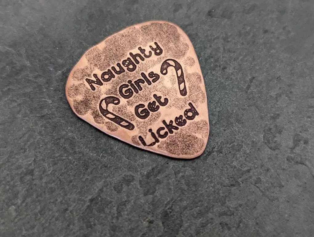 Copper guitar pick naughty christmas gift