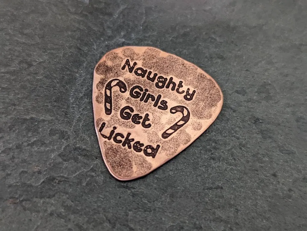 Copper guitar pick naughty christmas gift