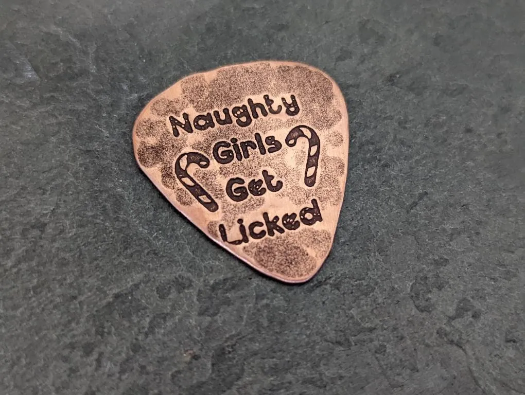 Copper guitar pick naughty christmas gift