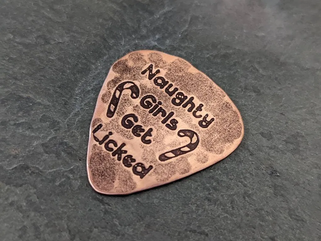 Copper guitar pick naughty christmas gift