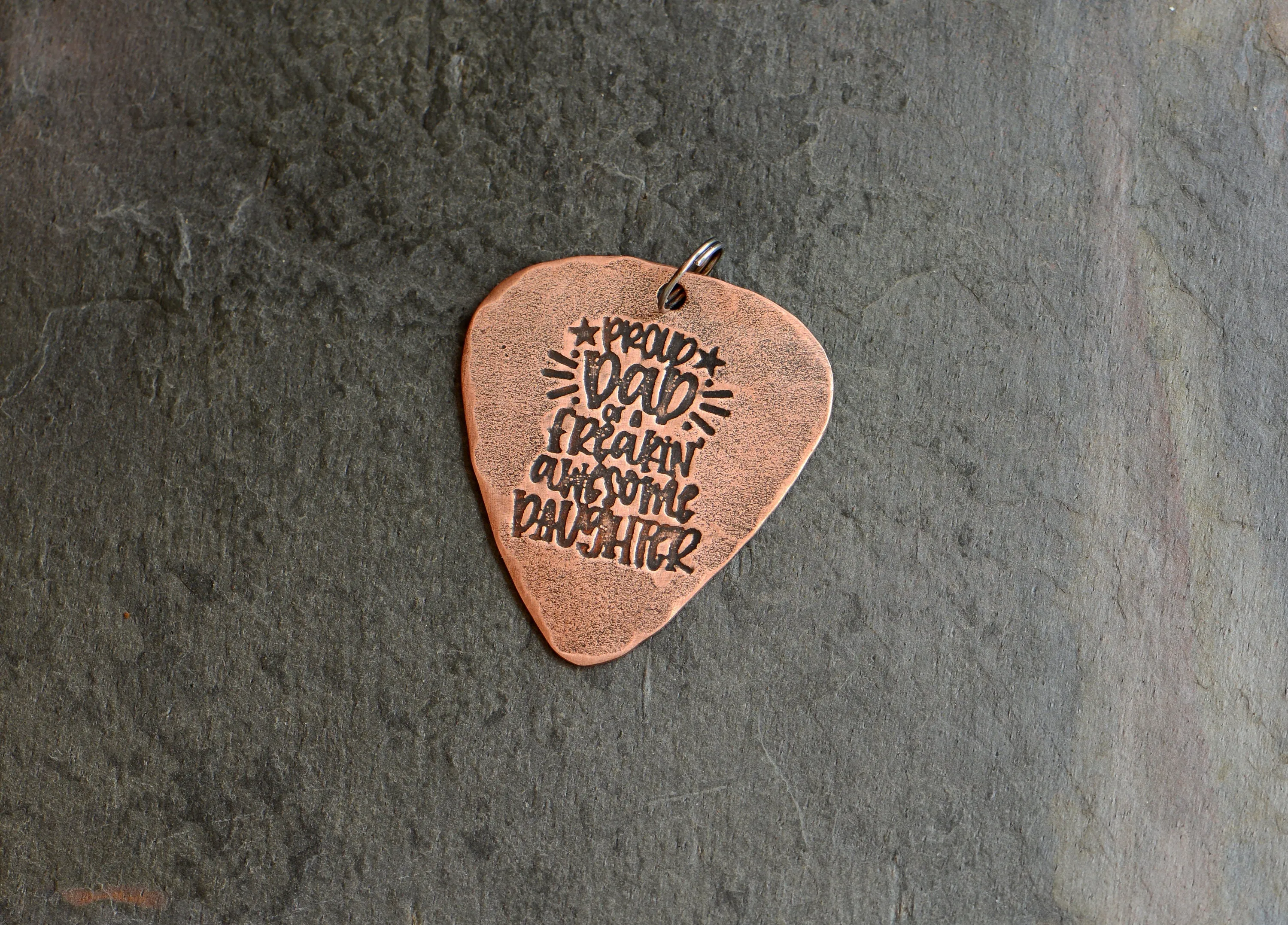 Copper guitar pick necklace for dad proud dad of a freakin awesome daughter