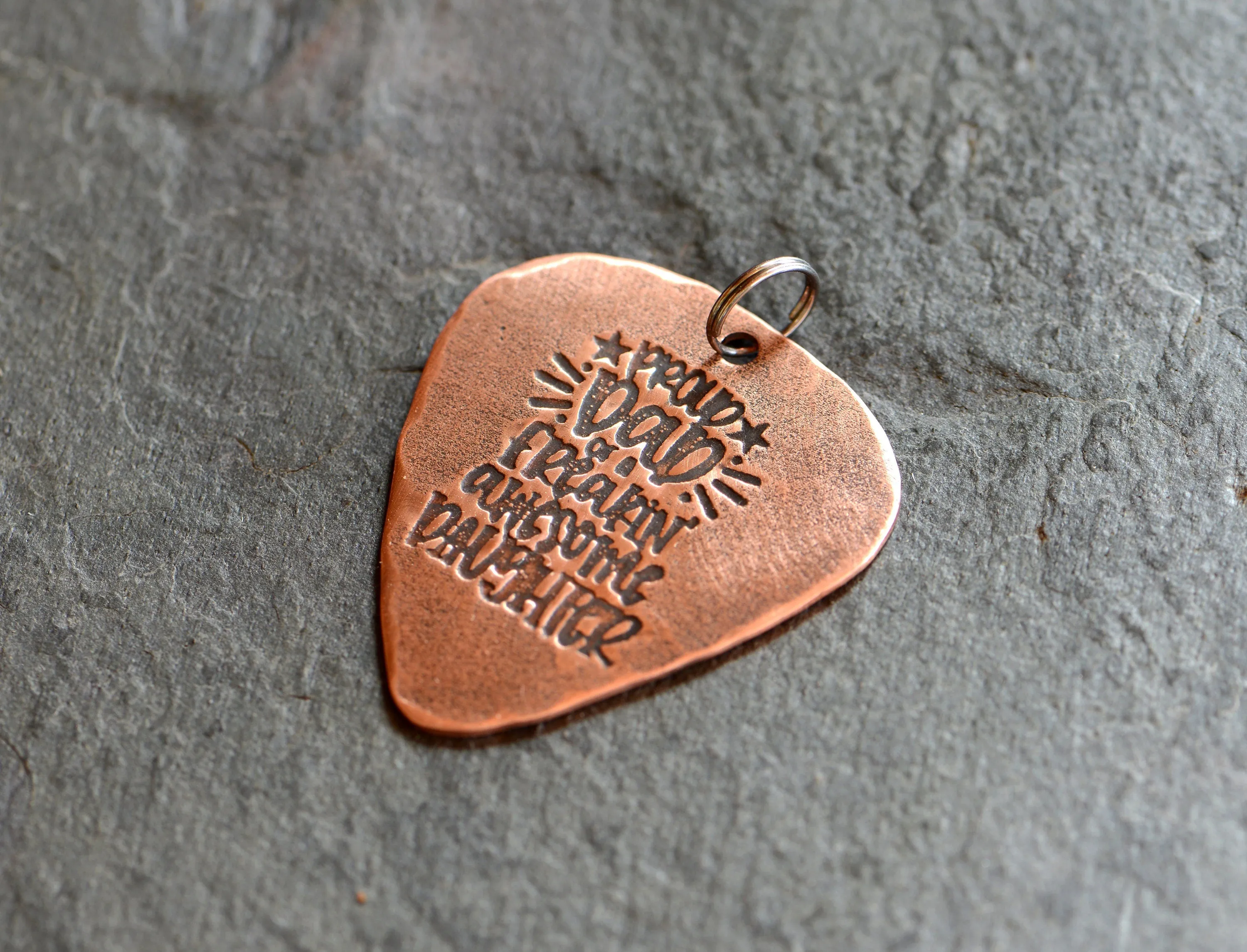 Copper guitar pick necklace for dad proud dad of a freakin awesome daughter