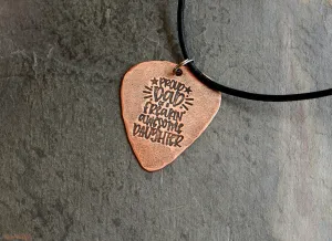 Copper guitar pick necklace for dad proud dad of a freakin awesome daughter