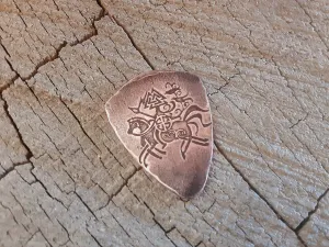 Copper shield style guitar pick with 8 legged horse Sleipnir