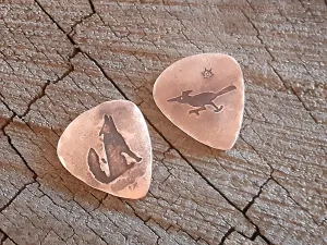 Coyote and Roadrunner Copper Guitar Pick Set