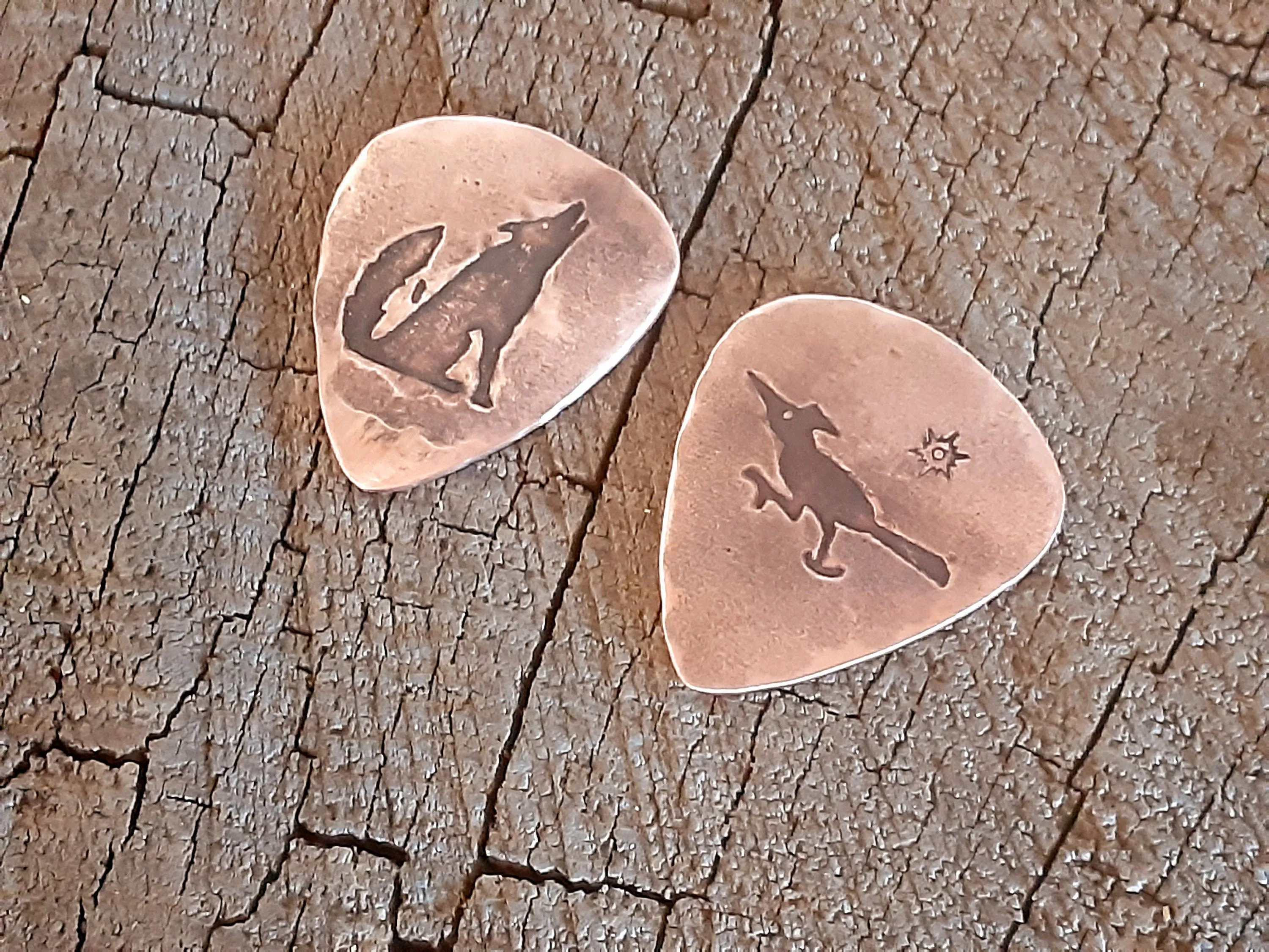 Coyote and Roadrunner Copper Guitar Pick Set