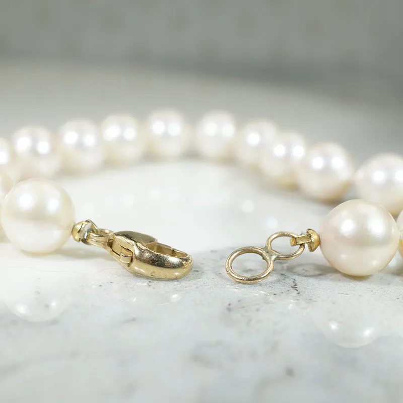 Creamy Cultured Pearl Bracelet with Gold Clasp