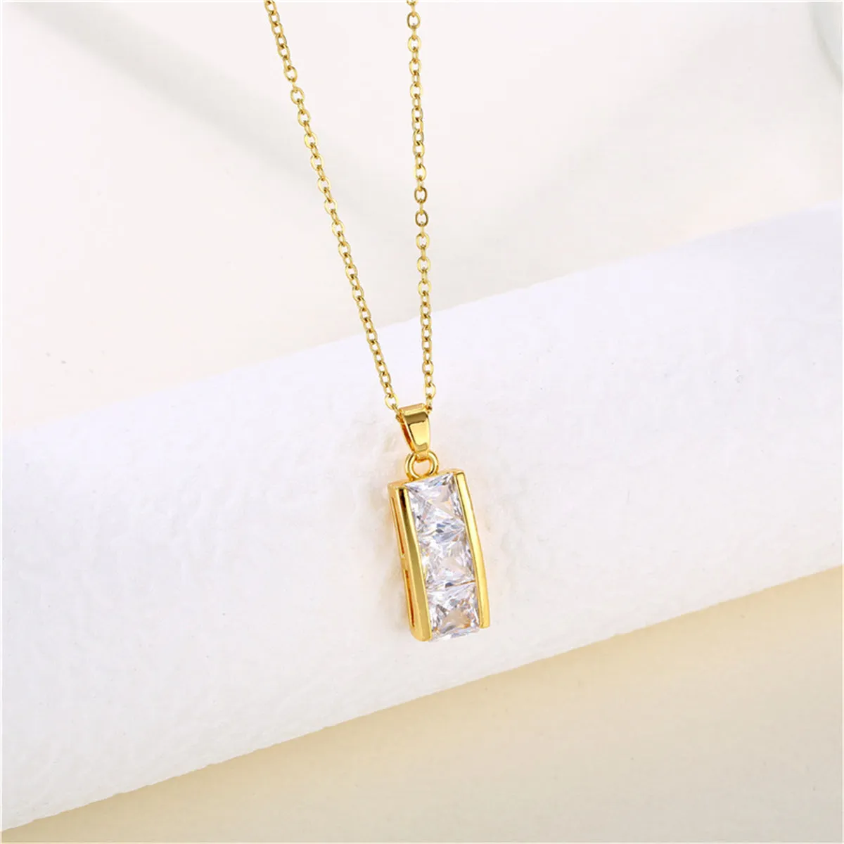Crystal & 18K Gold-Plated Bar Pendant Necklace