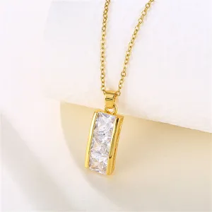 Crystal & 18K Gold-Plated Bar Pendant Necklace