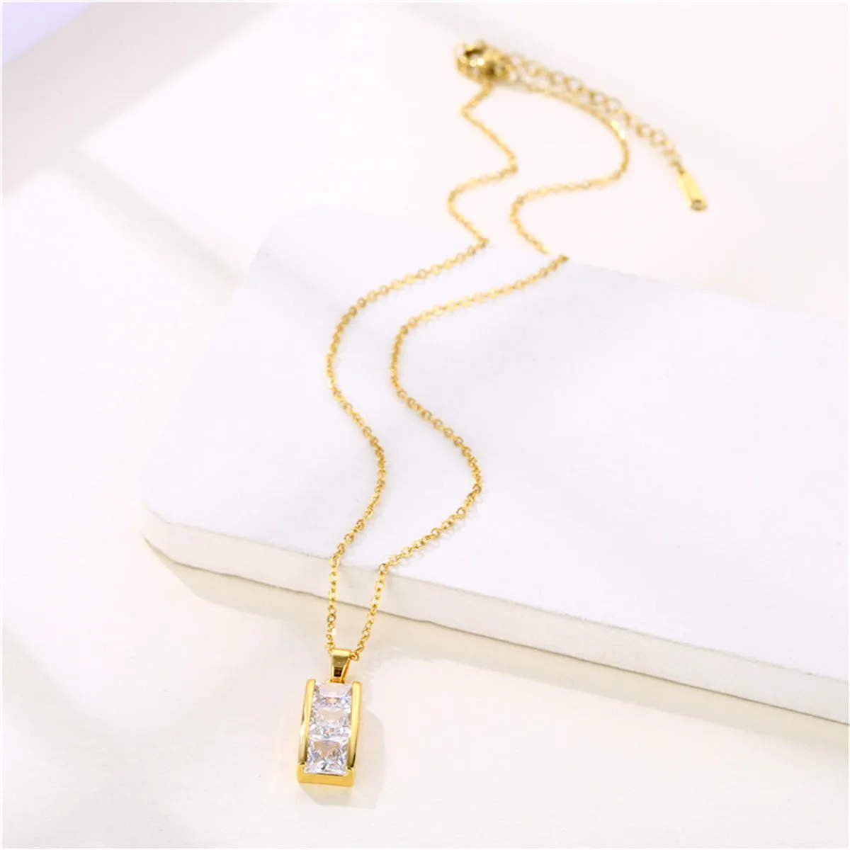 Crystal & 18K Gold-Plated Bar Pendant Necklace