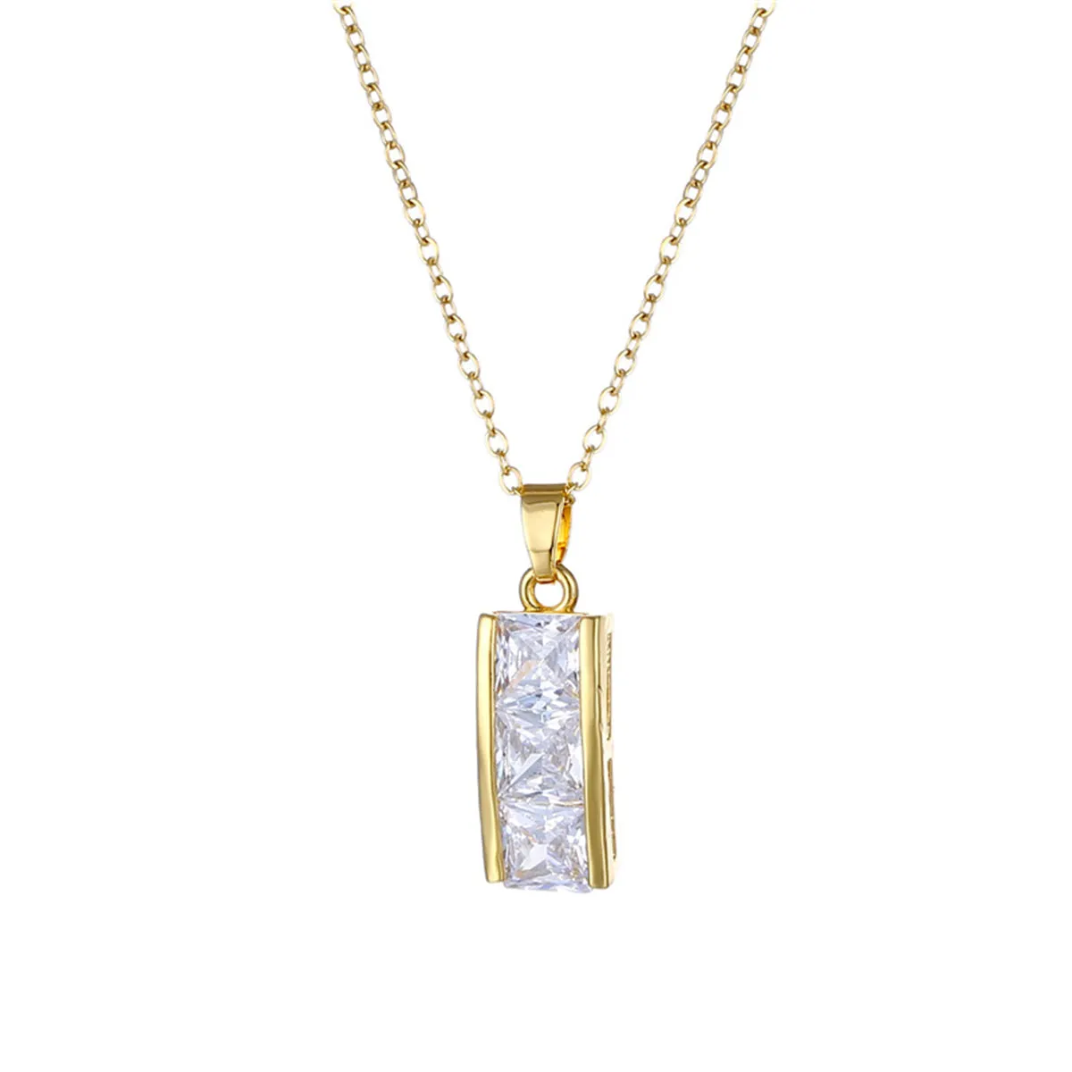 Crystal & 18K Gold-Plated Bar Pendant Necklace
