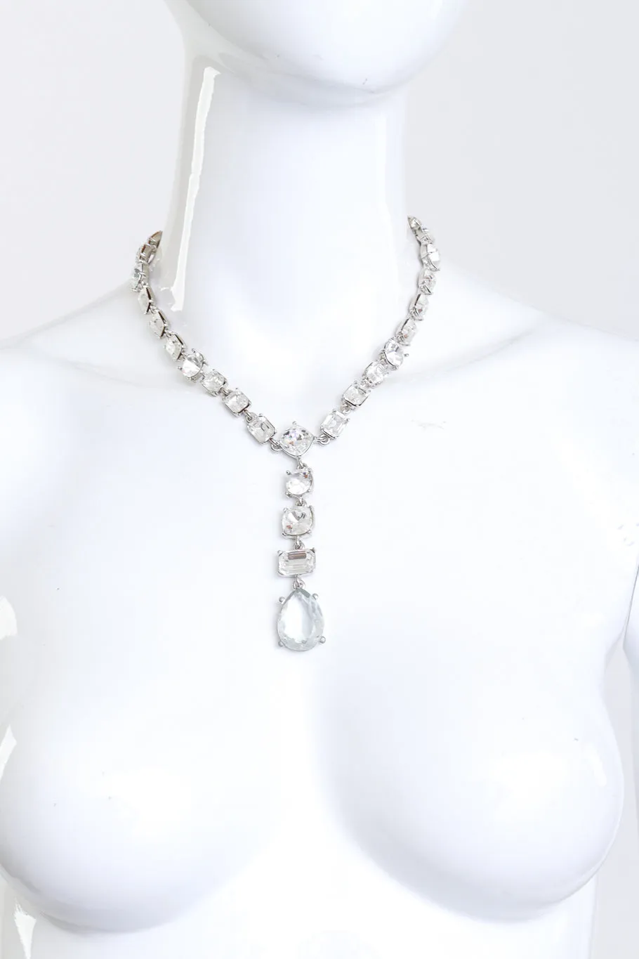 Crystal Link Drop Pendant Necklace