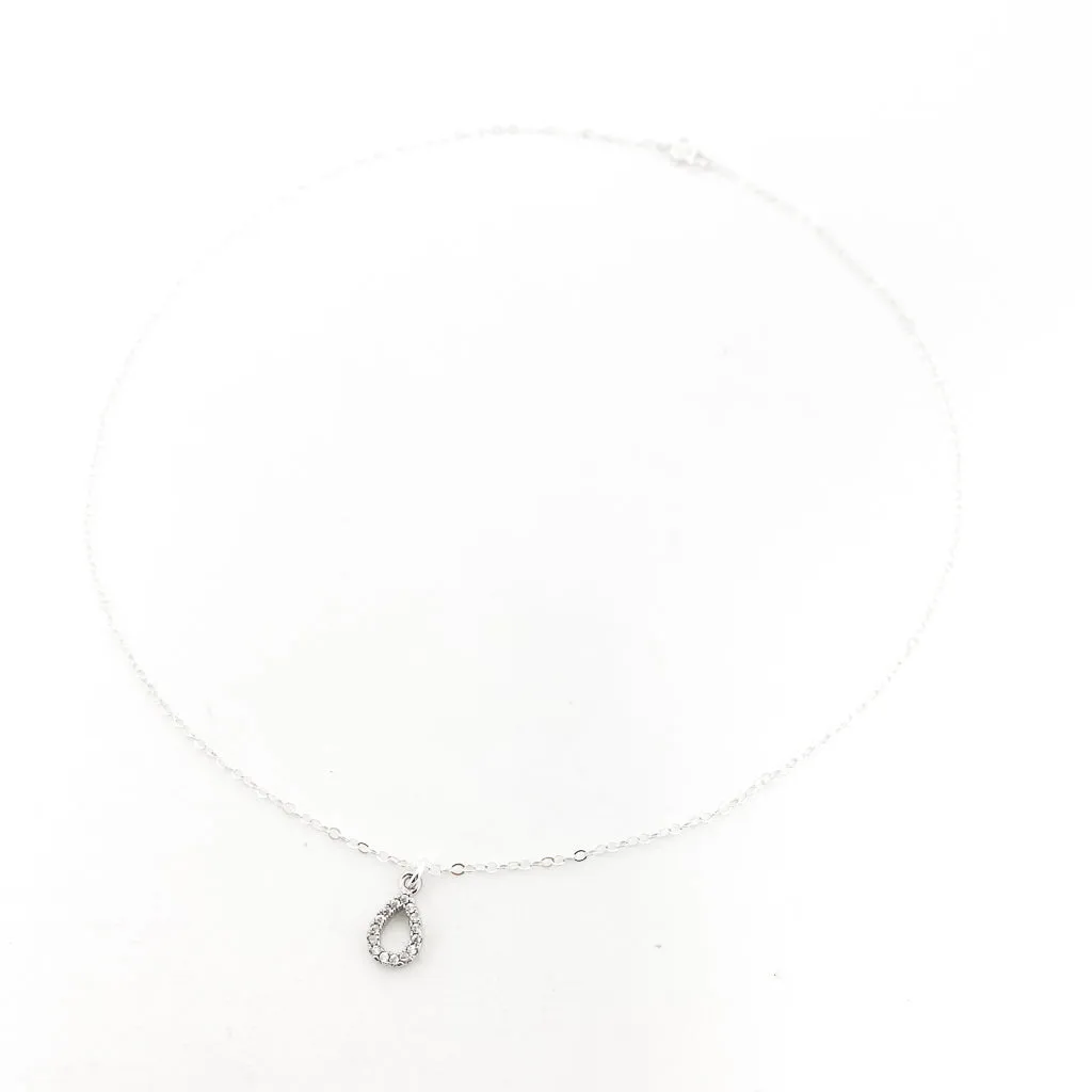 Crystal Open Drop Necklace | Silver