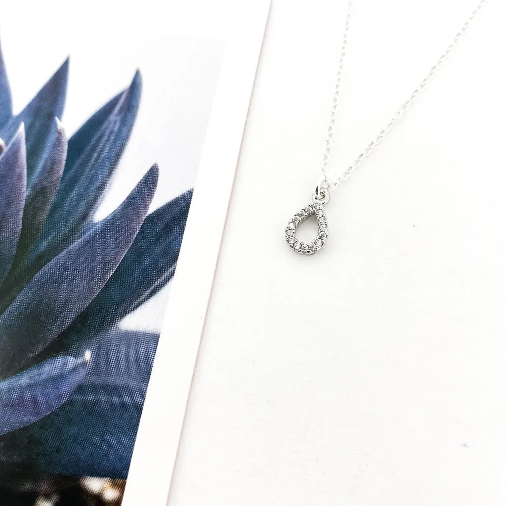 Crystal Open Drop Necklace | Silver