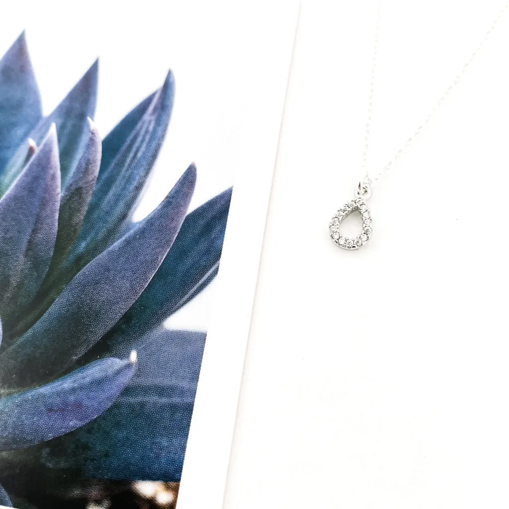 Crystal Open Drop Necklace | Silver