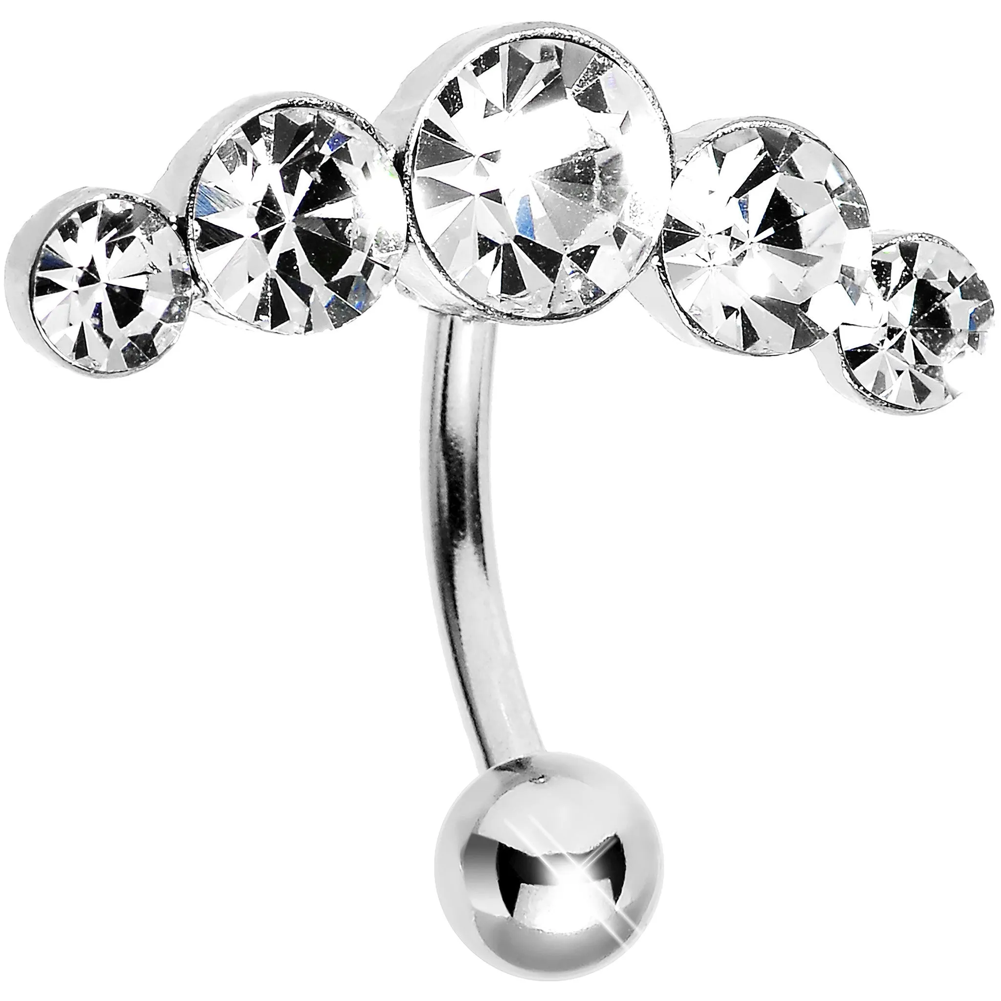 Crystalline Gem Five Across Top Mount Belly Ring