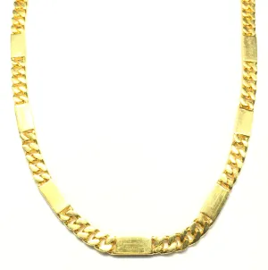 Curb Link and Bar Solid Necklace (24K)