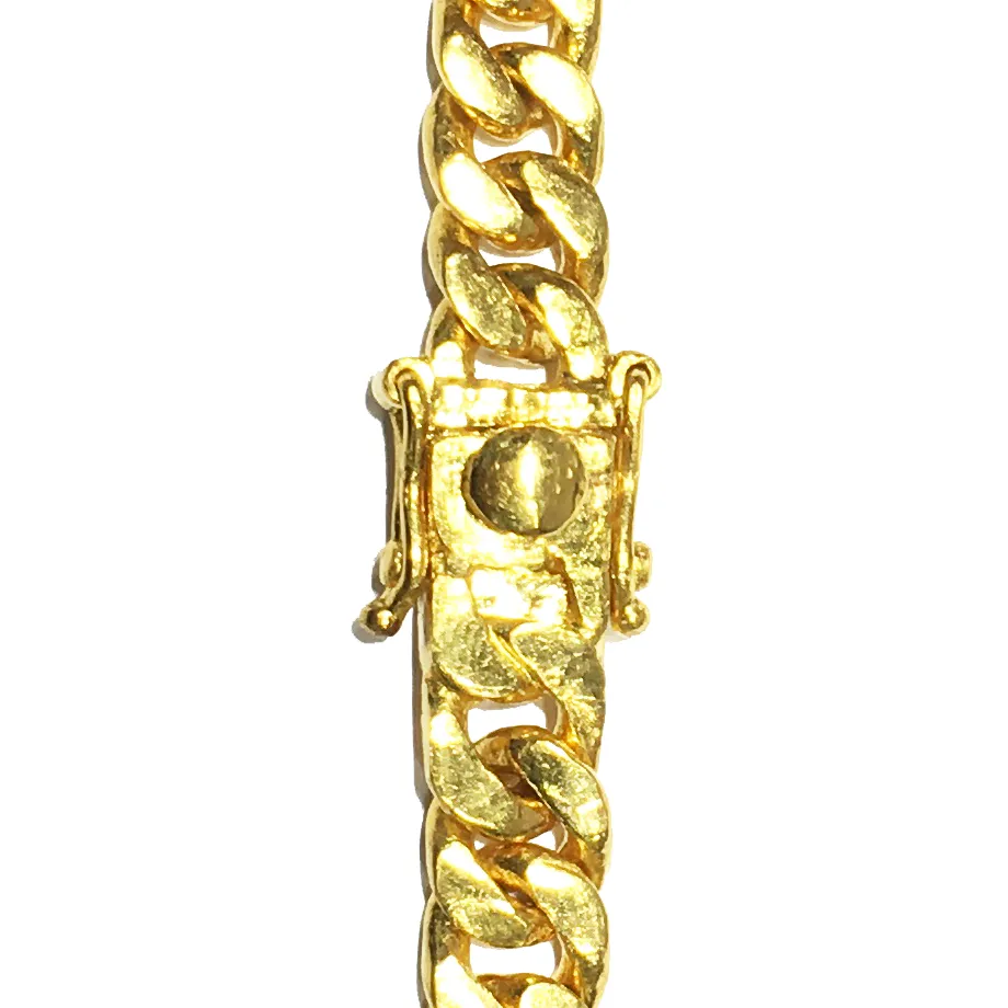 Curb Link and Bar Solid Necklace (24K)