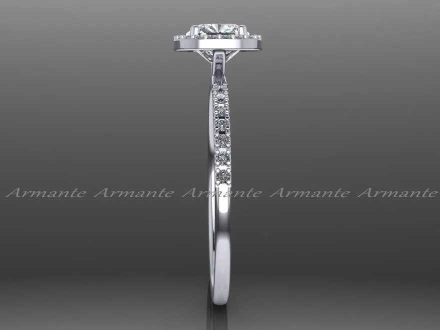 Cushion Cut Halo Diamond Forever Brilliant Moissanite Engagement Ring