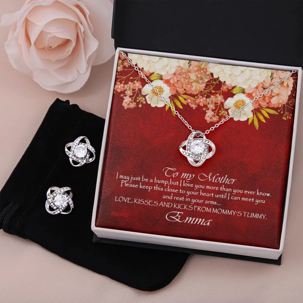 Custom I May Just Be A Bump Mothers Day Ideas 14k White Gold Interlocking Heart Pendant Necklace Jewelry Gifts For Mom Wife Grandma Auntie