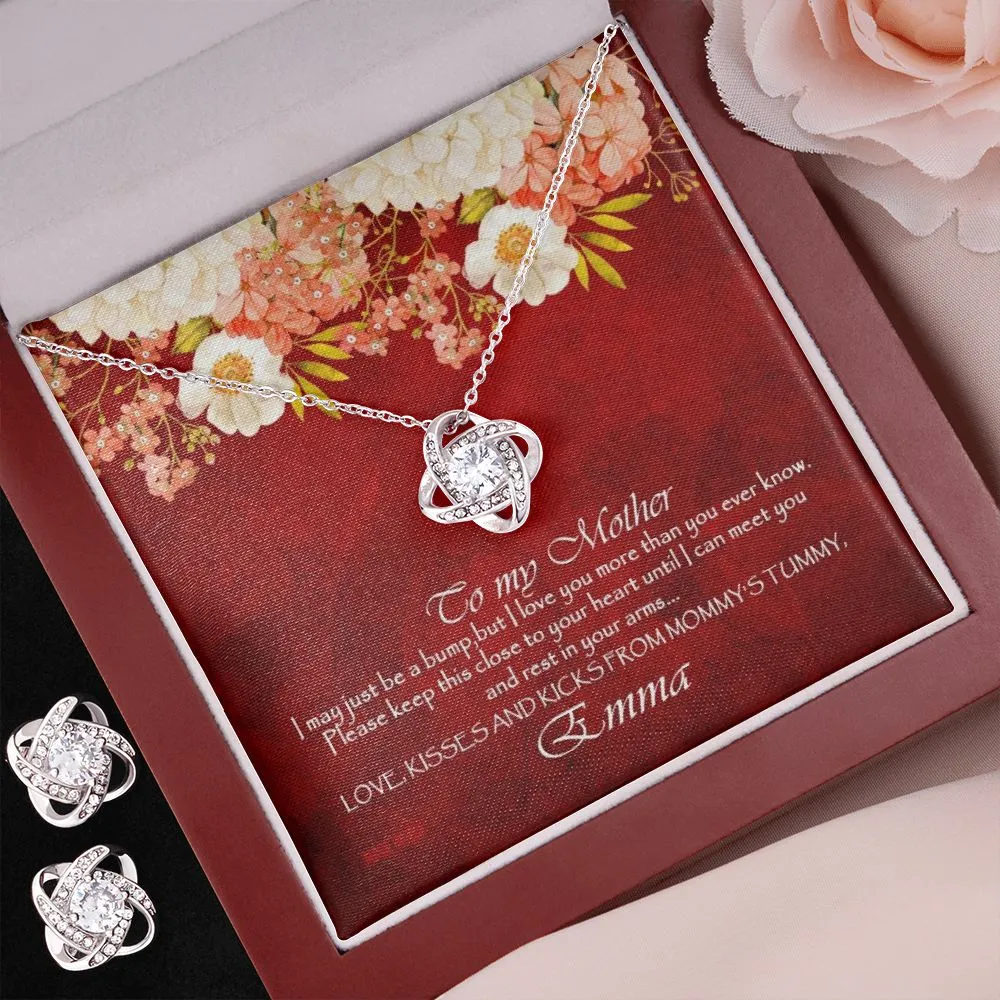 Custom I May Just Be A Bump Mothers Day Ideas 14k White Gold Interlocking Heart Pendant Necklace Jewelry Gifts For Mom Wife Grandma Auntie