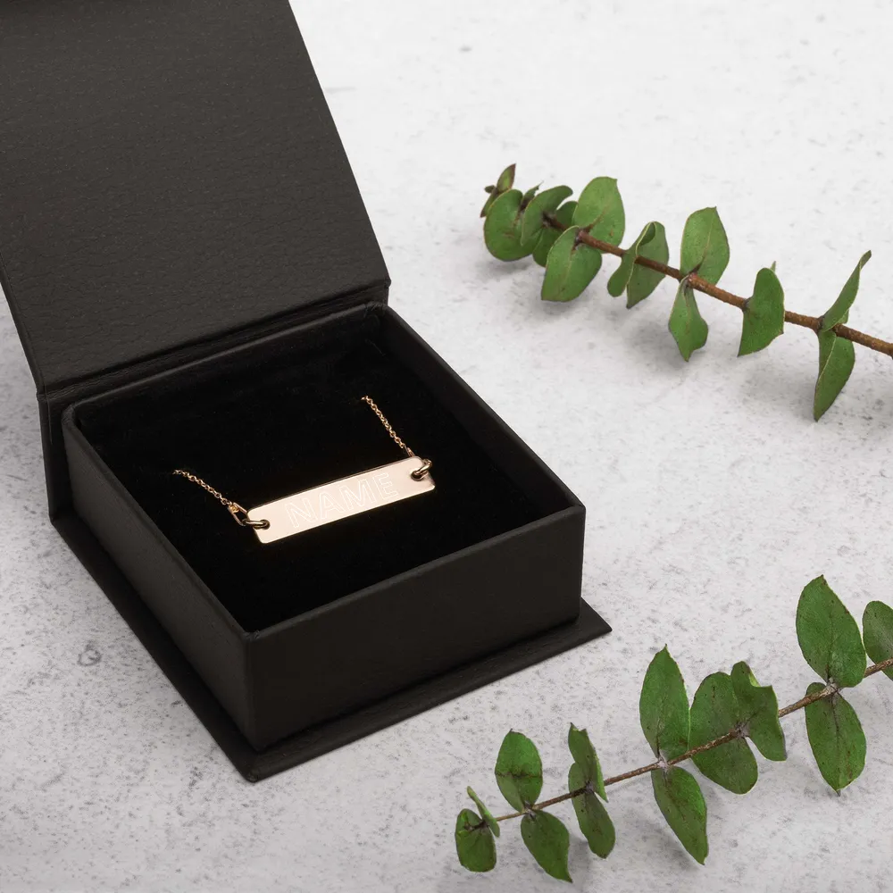 Custom Name Engraved Silver Bar Chain Necklace
