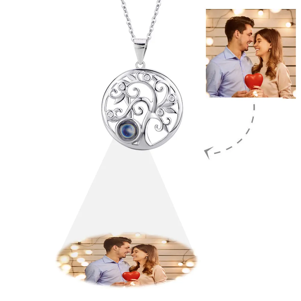 Custom Projection Necklace Love Tree Shape Photo Necklace