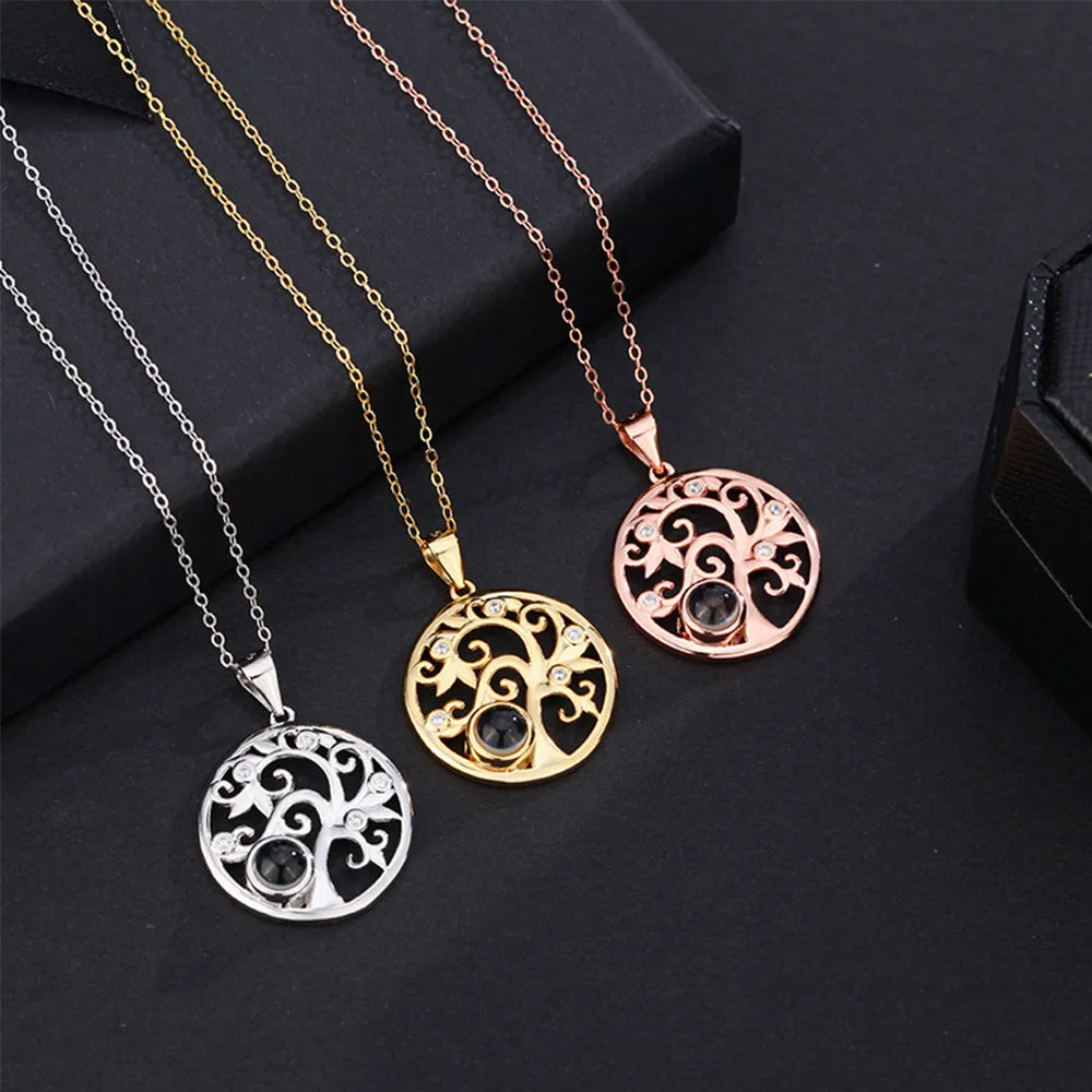 Custom Projection Necklace Love Tree Shape Photo Necklace