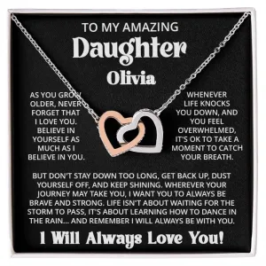 Customized Gift For Daughter From Mom Dad - As You Grow - Interlocking Hearts Necklace With Message Card