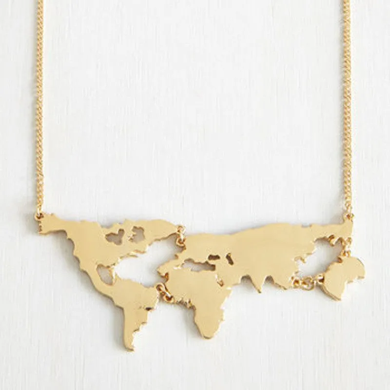 Cute world earth map necklace