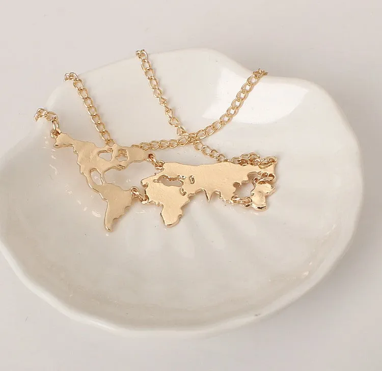 Cute world earth map necklace
