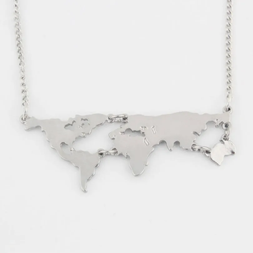 Cute world earth map necklace