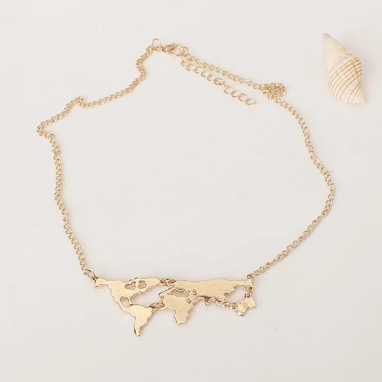 Cute world earth map necklace