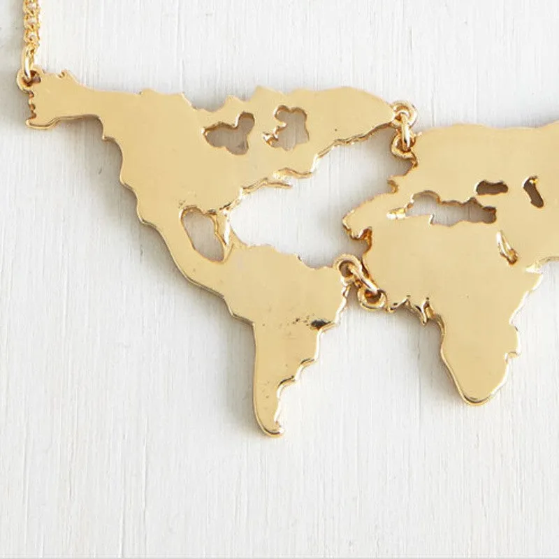 Cute world earth map necklace