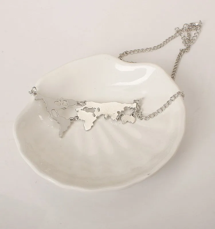 Cute world earth map necklace