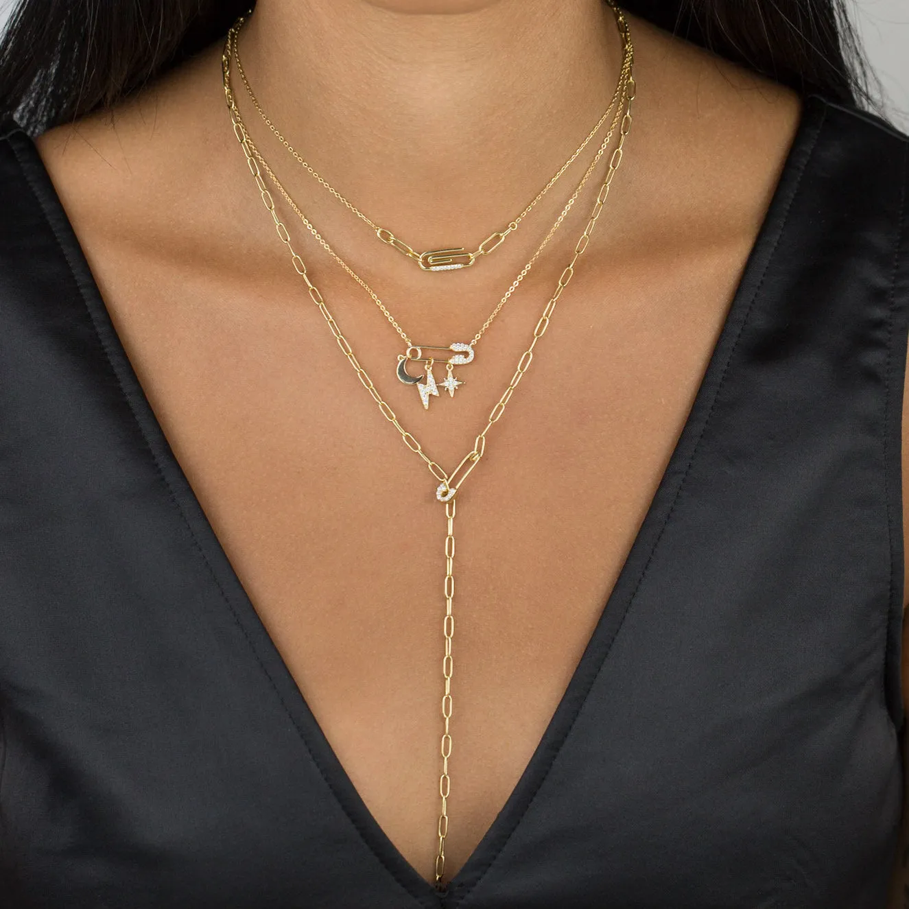 CZ Paperclip Link Necklace