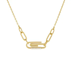 CZ Paperclip Link Necklace