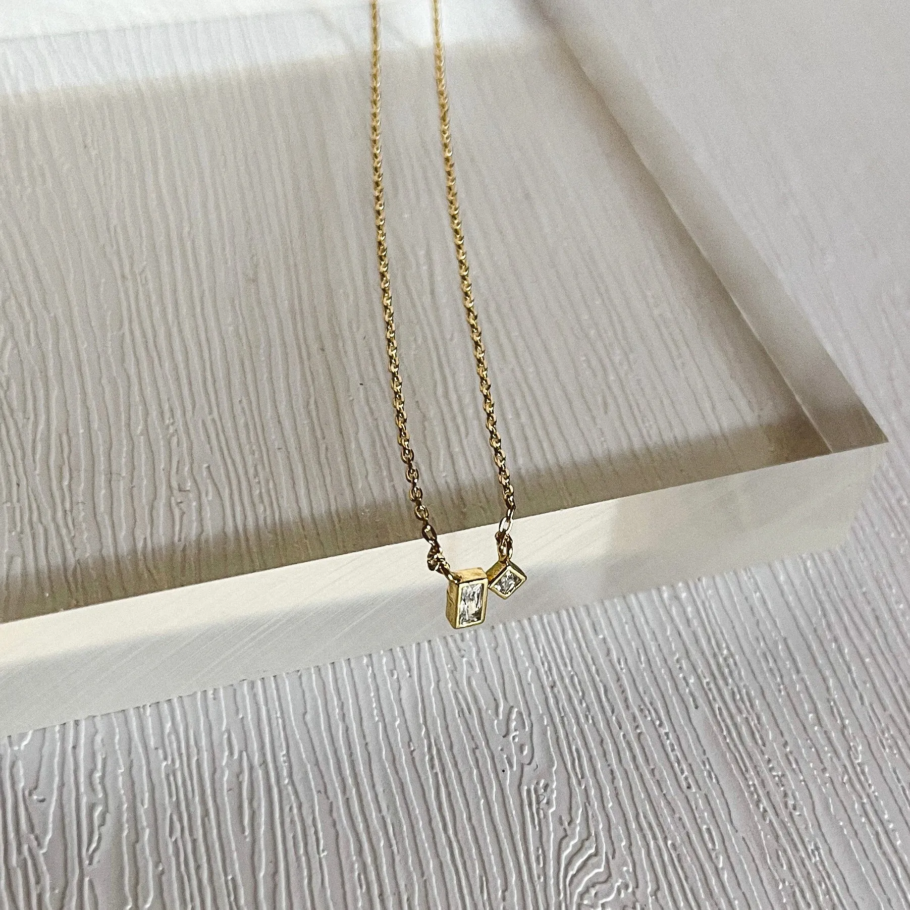 Dainty Square Charm Necklace - LAST ONE