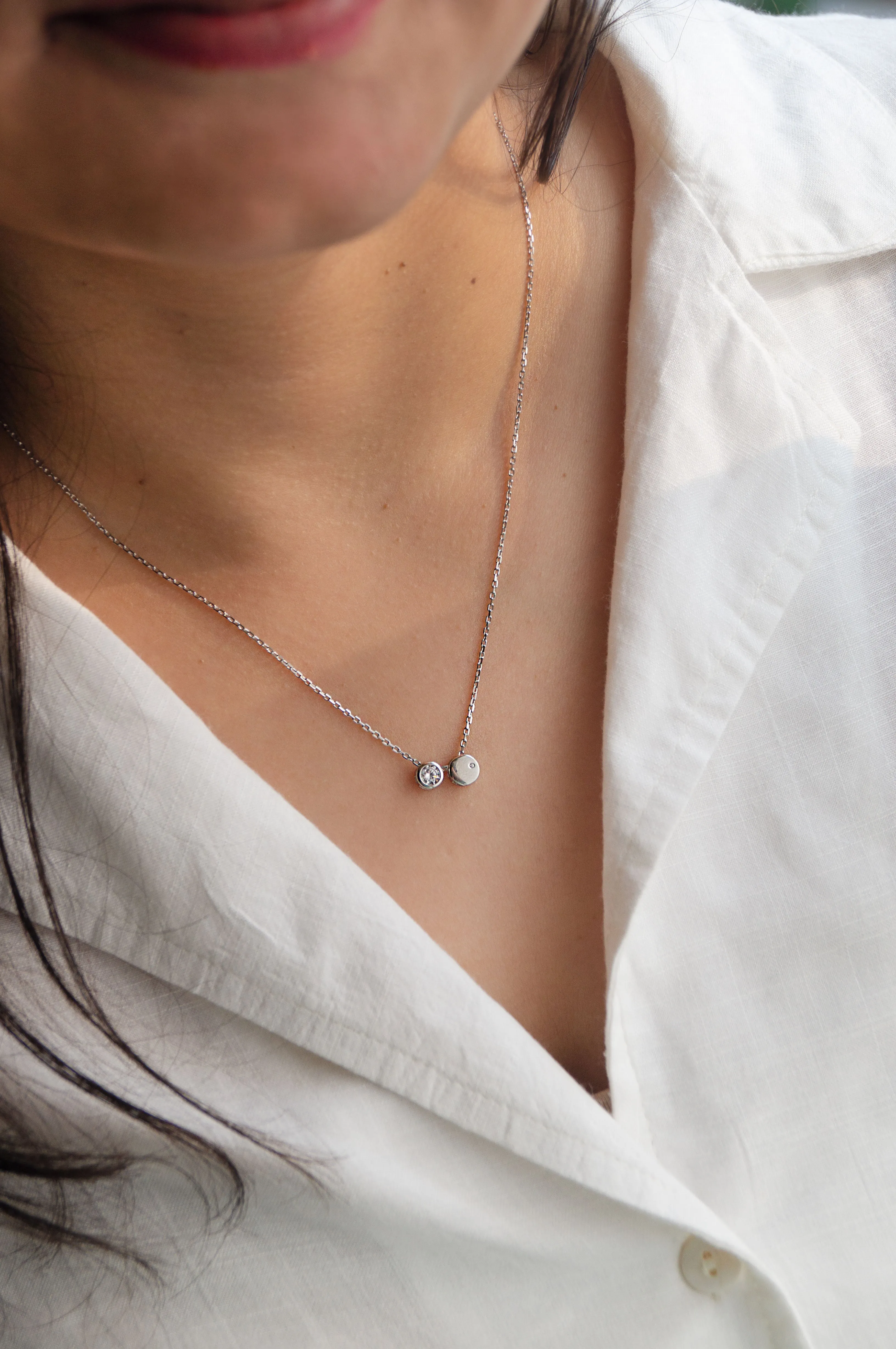 Dancing Shining Circles Sterling Silver Chain Necklace