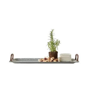 Decorative Galvanized Tray with Copper Handles